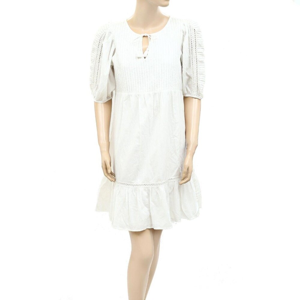 Sea New York Poppy Crochet Pintuck Mini Dress Ruffle Balloon Sleeve S New 254288